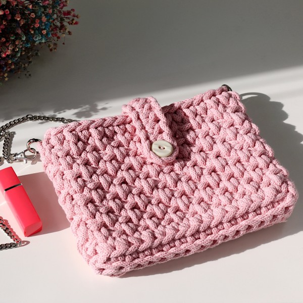 Světle růžová háčkovaná crossbody kabelka Belvenila